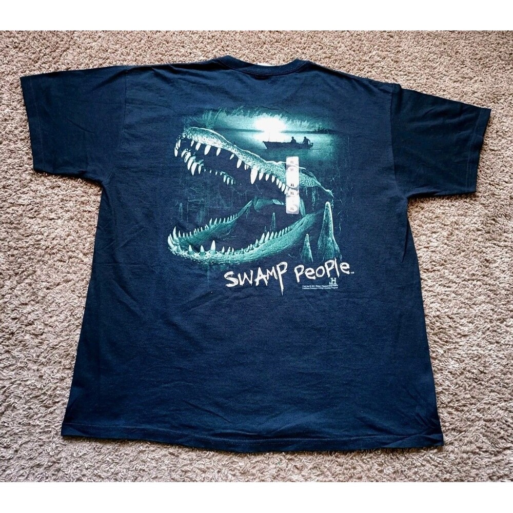 History Channel Swamp People Alligator T-Shirt Mens Size XL Graphic Black Shirt